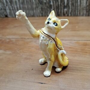 Starlight Chihuahua Hinged  Trinket/Jewelry Box Pewter Bejeweled 2 1/2 Inches